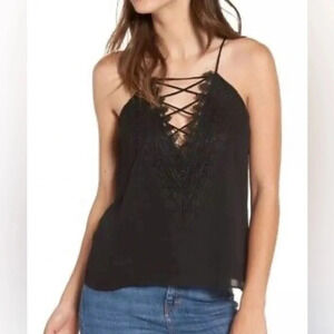 Wayf Lace Up Black Tank Top